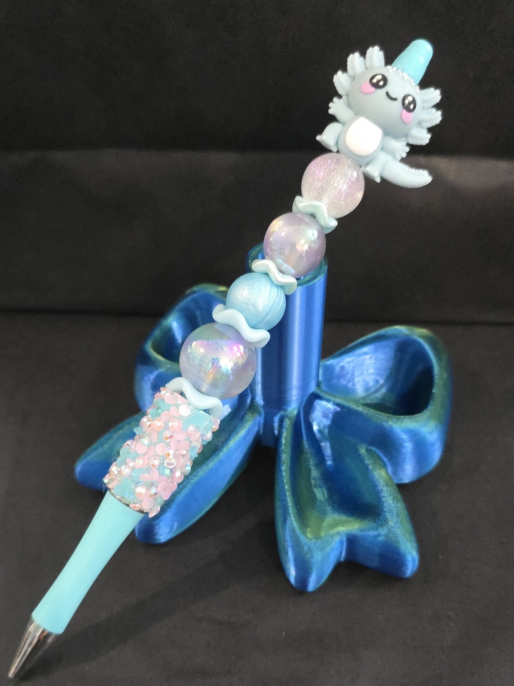 Blue Axolotl Beaded Pen